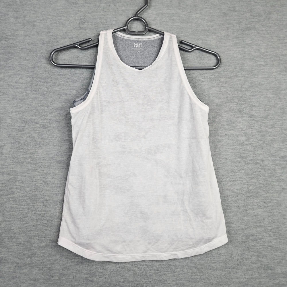 Anthleta Girl Size L/12 Two In One White Gray Tank Top